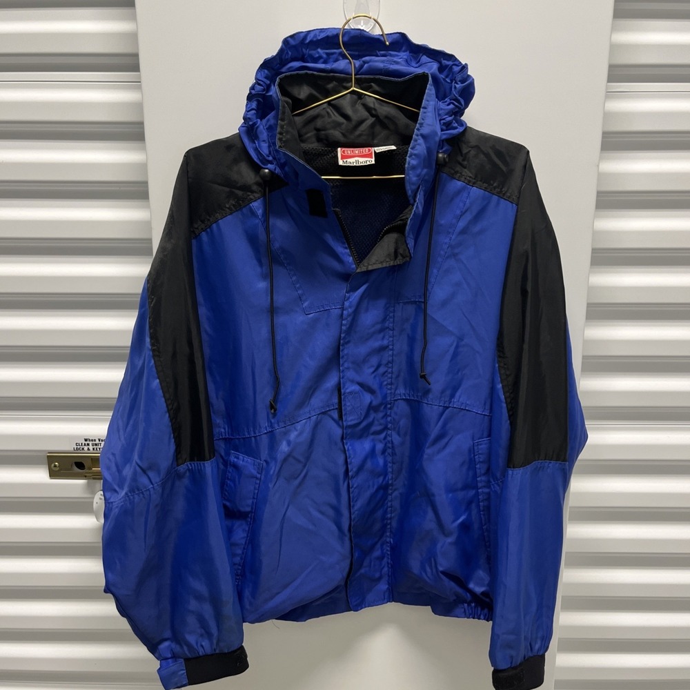 Vintage 90s Marlboro Blue Jacket size Medium Men's Full Zip Nice